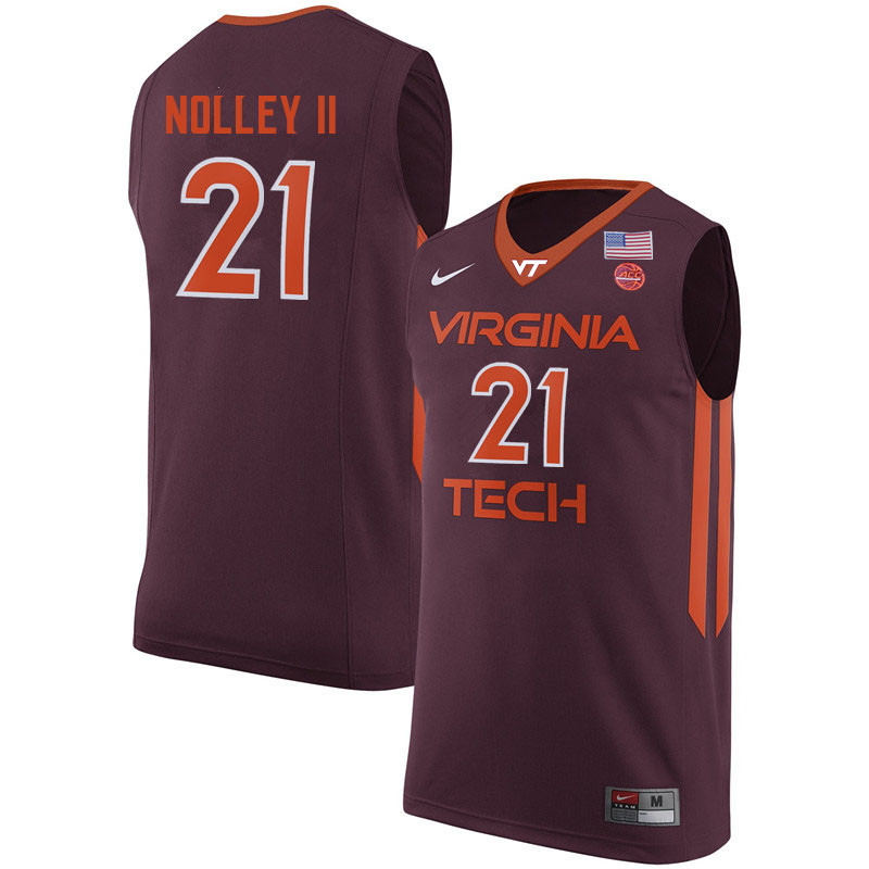 Men #21 Landers Nolley II Virginia Tech Hokies College Basketball Jerseys Sale-Maroon